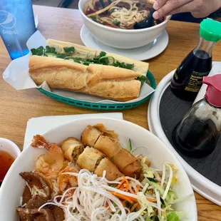 Bun Bo Hue and Vermicelli with shrimp, pork and egg roll (B1)