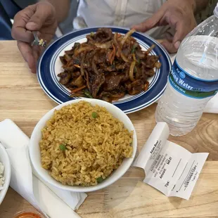 Mongolian beef, pepper steak, and hot &amp;sour soup.  I enjoyed all the food, very generous portions.