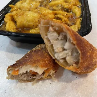 Chicken curry with egg roll