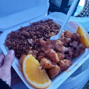 Lunch special fried rice and orange chicken