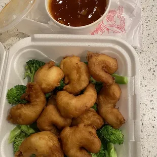 Crispy shrimp dish with a sweet and tangy sauce.