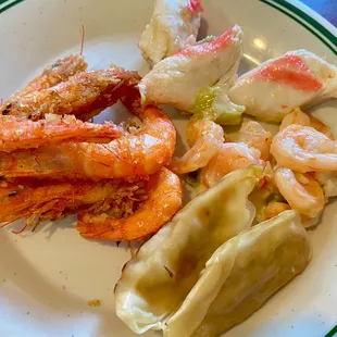 Pepper and salt shrimp? Dumplings   crab and shrimp in sauce
