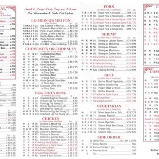the menu of the restaurant