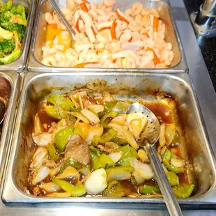 Top: Butter Shimp And Krab.  Bottom: Pepper Steak