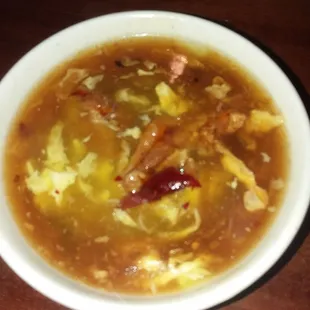 I Mixed Hot And Sour Soup, Egg Drop Soup And BBQ Chicken Together.  Wonderful!