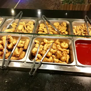 Sweet and sour chicken...egg rolls etc...on buffet line