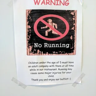 "No Running" Sign