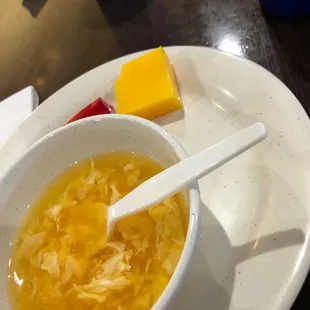Egg Drop Soup with gelatin squares