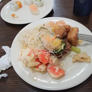 two plates of food on a table