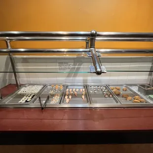 a variety of food items on display