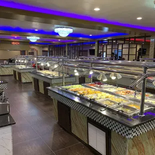 a variety of food in a restaurant