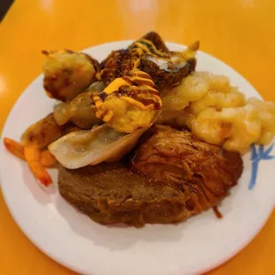 Big slabs of roast beef and pork on the Christmas buffet menu.