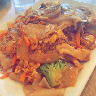 Pad See Ew with chicken. Not spicy at all, unfortunately.