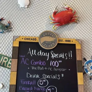 a menu for a seafood restaurant