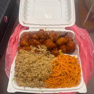 I 2 Entrees and 1 Side Lunch Special Combo Half and Half