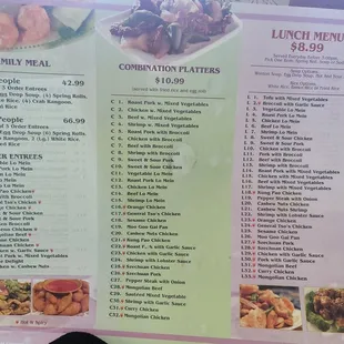 2025 pricing and menu