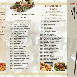 Family meals, combinations, and our lunch menu