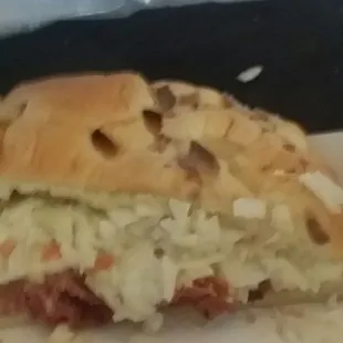 a half eaten sandwich