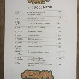 Menu (October 2019)
