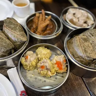 a variety of food items on a table