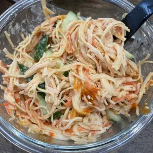 Kani salad. So delicious with a little bit of heat.