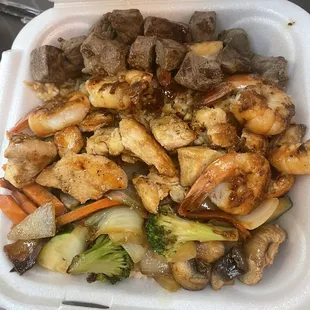 Hibachi Chicken, Beef, &amp; Shrimp