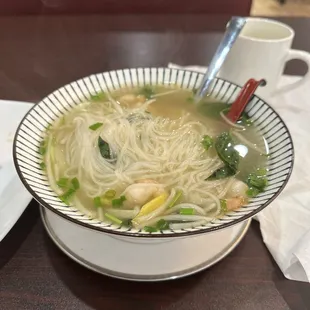 Shrimp pho with fresh ginger