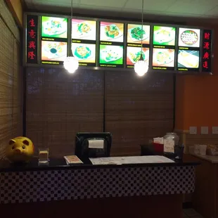 The cashier area.