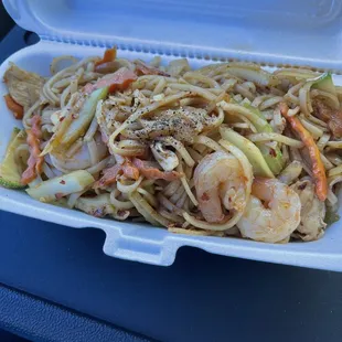 Vietnamese Stir Fry, got it spicy with chicken and shrimp delicious