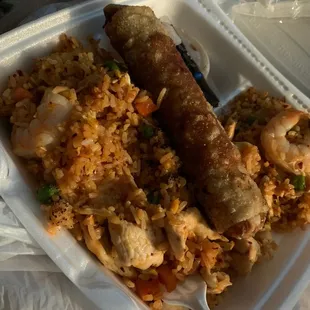 The combination chicken and shrimp with one egg roll if asked.