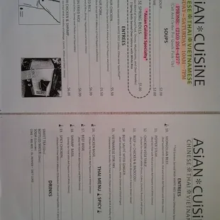 Food menu and prices