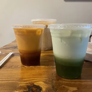 Thai tea and green tea latte