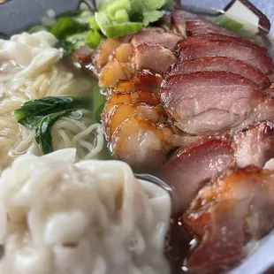 BBQ Noodle Soup with Wontons