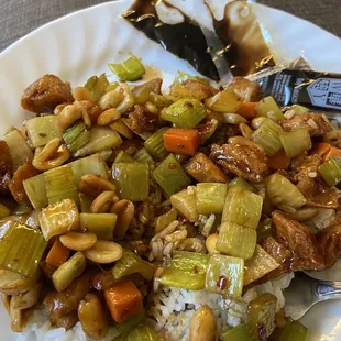 Kung pao chicken with extra veggies- celery only.