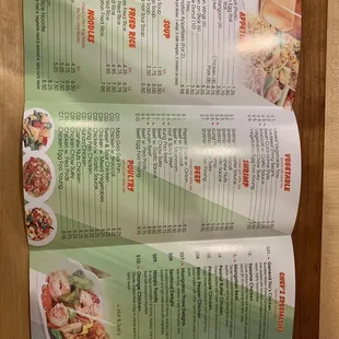 the menu of the restaurant