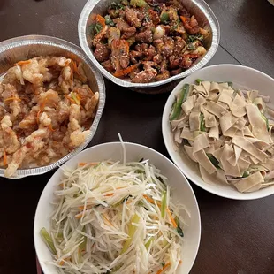 Sour and spicy potato slices; fish tofu with pepper; Hot Chicken and Traditional Northeastern Fried Sweet&amp;Sour Pork.
