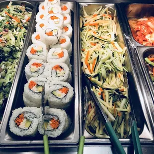 California roll and green papaya salad