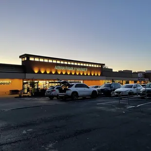 parking lot at dusk