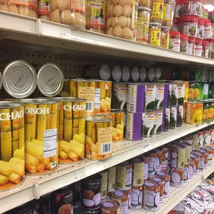 canned food on shelves
