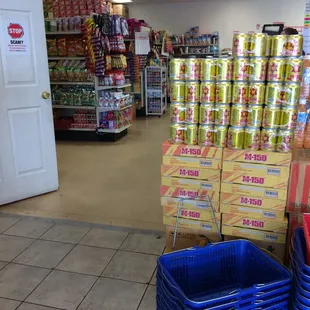 a variety of cans of food