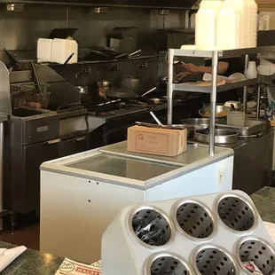 the kitchen of a restaurant