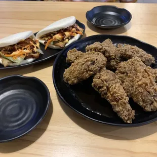 Pork belly buns and soy garlic wings