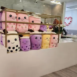 a display of soft toys