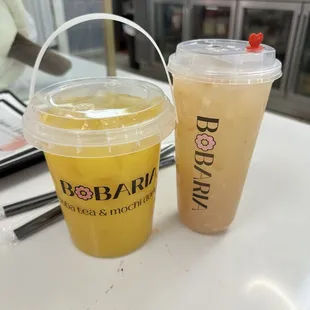 Bucket of Mango Green Tea and Lychee Green Tea