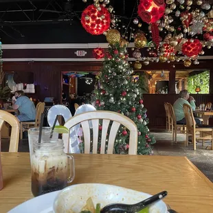 Inside and iced thai coffee pictured