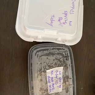 a plastic container with food in it