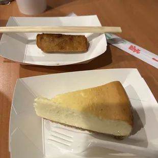 Cheesecake and an egg roll