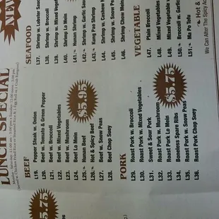 menu