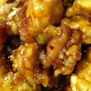 Up close of the Generals Tsos chicken.