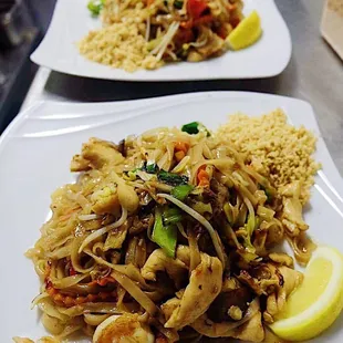 two plates of food on a table